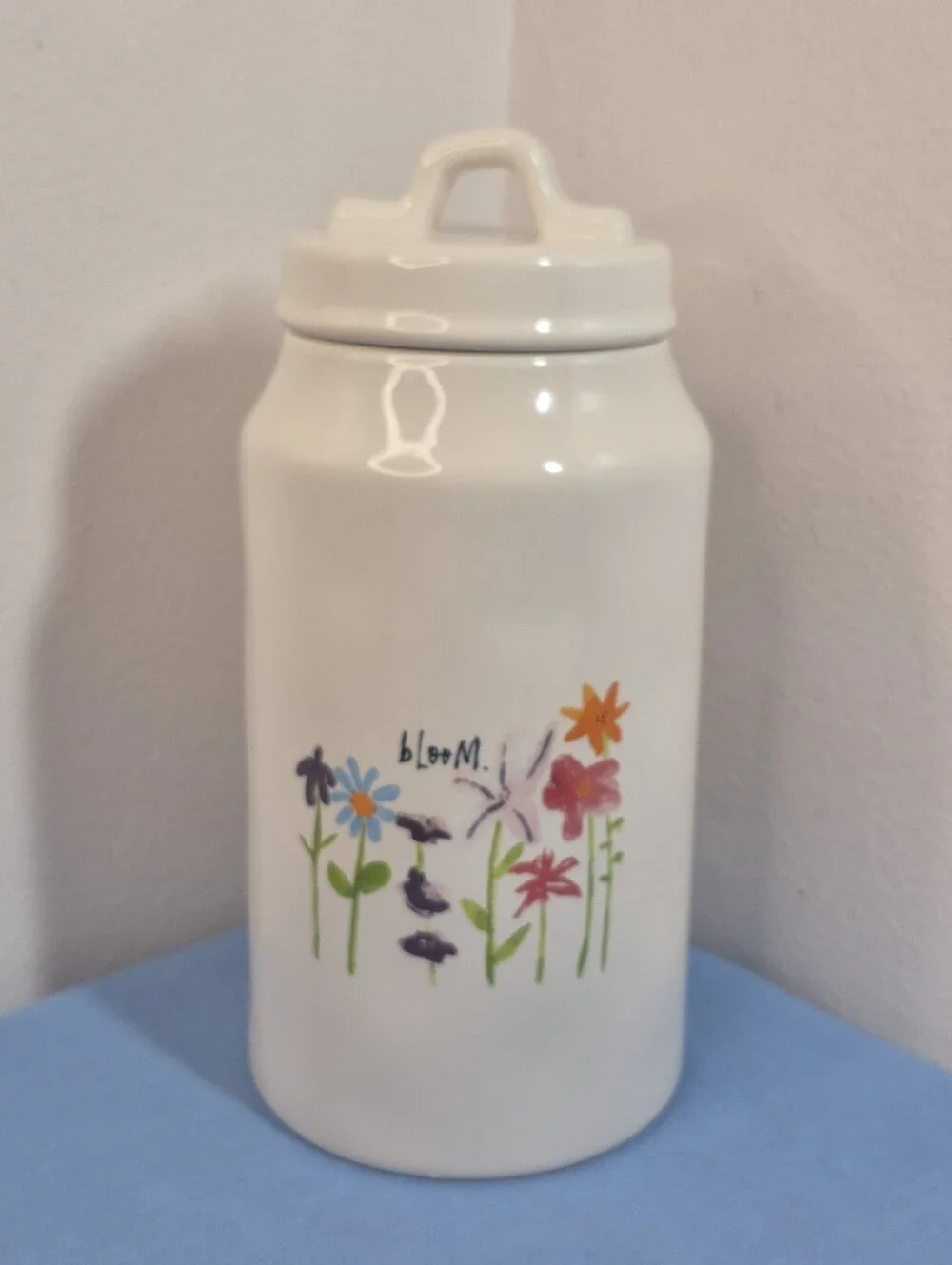 Rae Dunn Artisan Collection by Magenta Bloom Watercolor Canister w/Lid 9.5